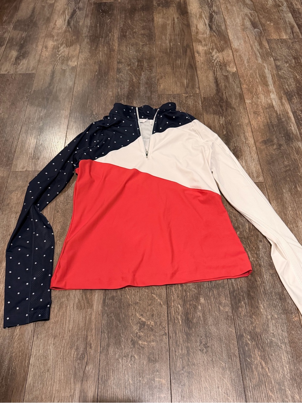 Lady Hagen Red, Navy & White Colorblock Quarter-Zip Pullover